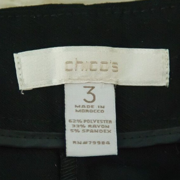 Chico's 3 Size XL Black Button Zip Closure Wide Leg Stretch Career Pants - Picture 3 of 5